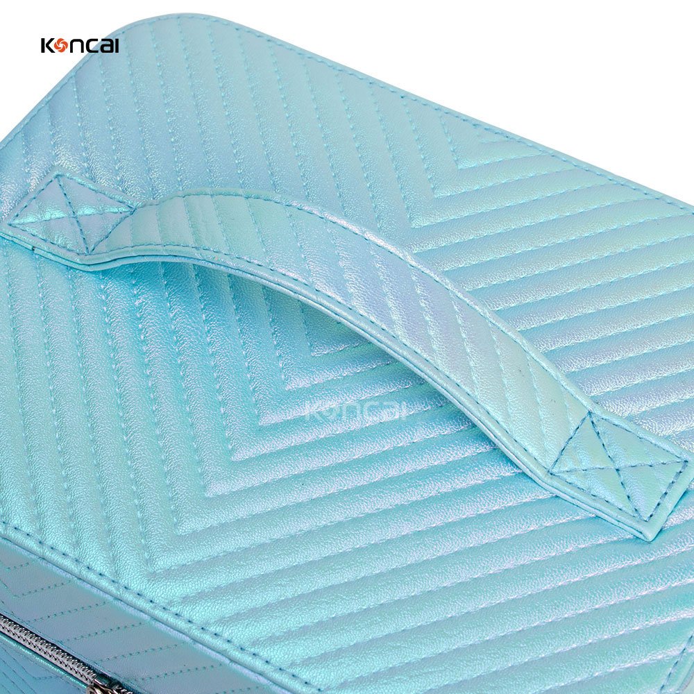 KONCAI Travel Handle Cosmetic Bag Toiletry Vanity Beauty Makeup Box Pouch with Compartment Makeup Organizers
