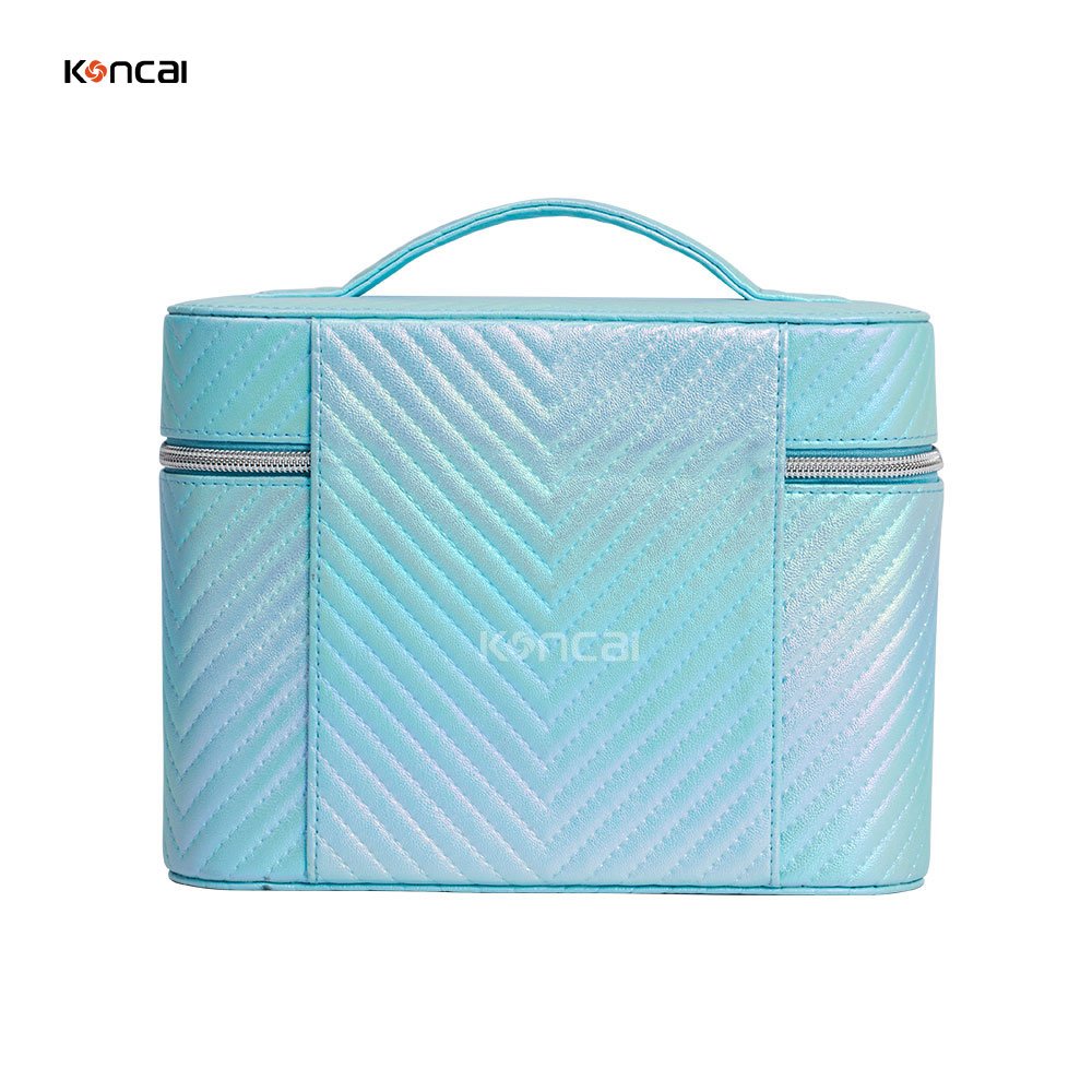 KONCAI Travel Handle Cosmetic Bag Toiletry Vanity Beauty Makeup Box Pouch with Compartment Makeup Organizers