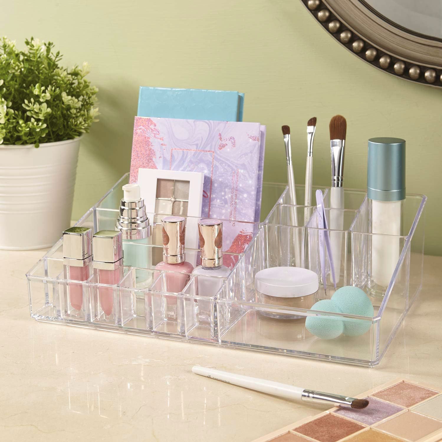 Acrylic transparent desktop storage rack Multi-functional lipstick display rack Cosmetics makeup brush storage