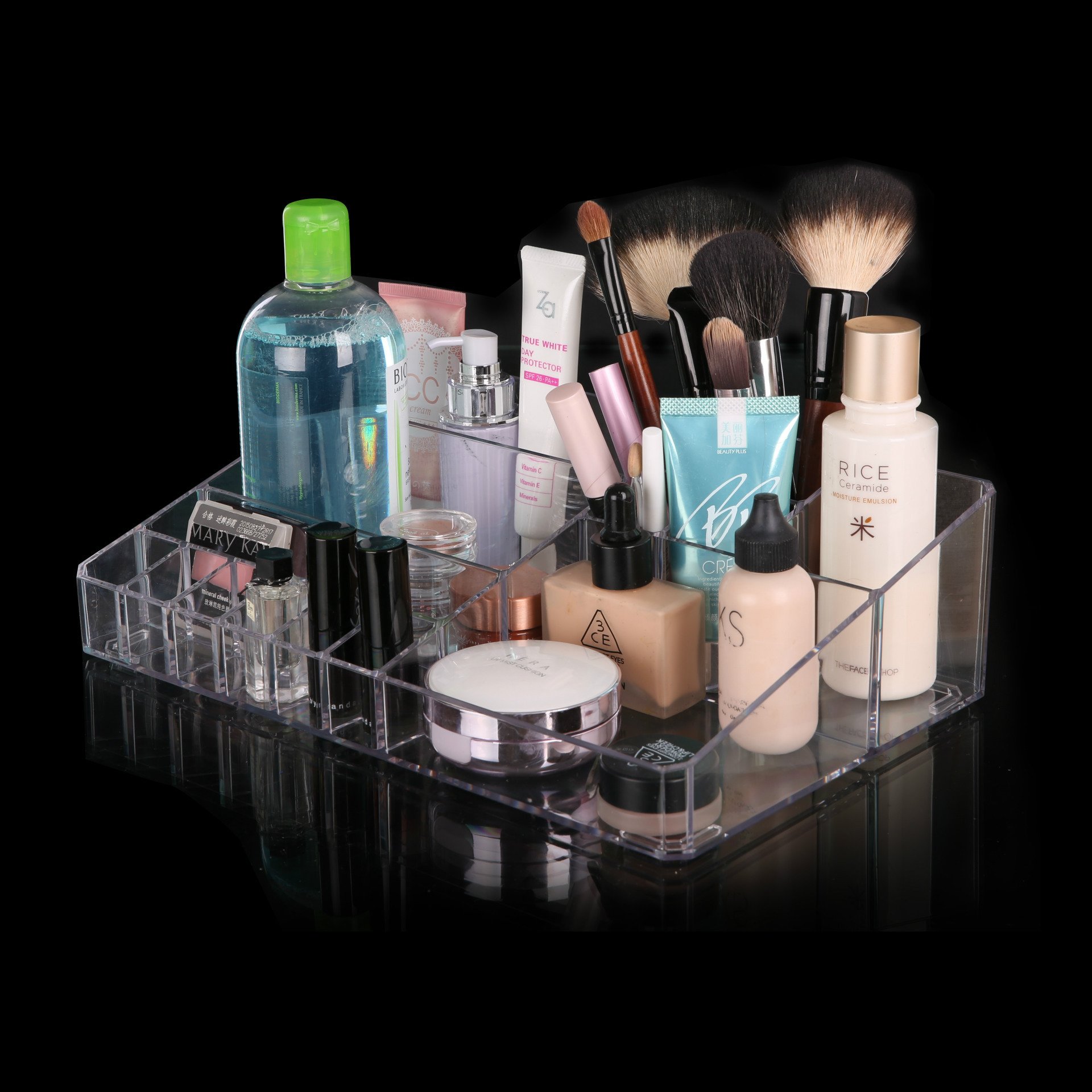 Acrylic transparent desktop storage rack Multi-functional lipstick display rack Cosmetics makeup brush storage