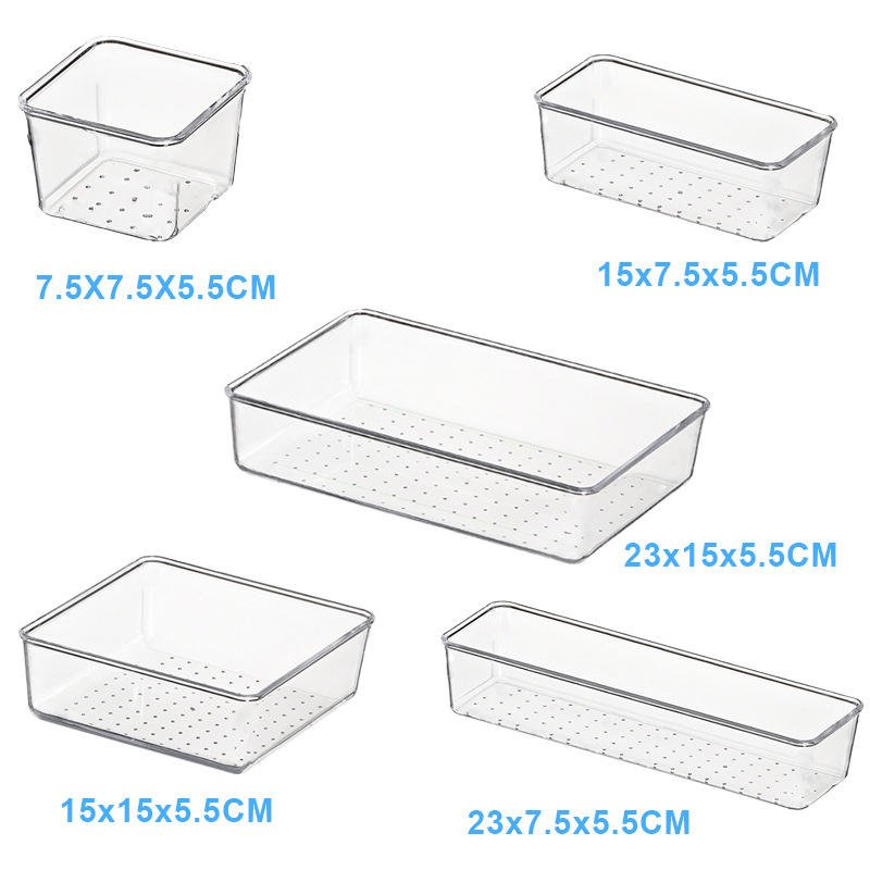 25 PCS Clear Plastic Drawer Organizers 5-Size Office Desk Bathroom Bedroom Kitchen Drawer Organizer Set
