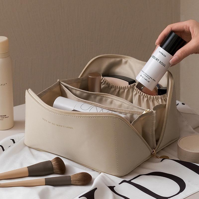 Custom PU Storage Makeup organ pillow Bag Organizer wholesale Large Capacity Waterproof Portable Travel Toiletry Bag for women