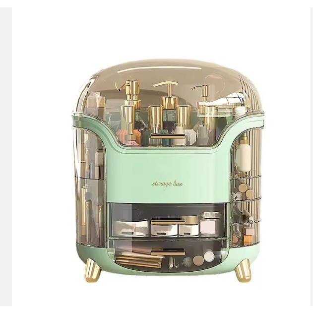 Deluxe Desktop Cosmetics Storage Box Dust Proof Makeup Device Cosmetic Cotton Wiper Bathroom Jewelry Makeup Storage Box Metal
