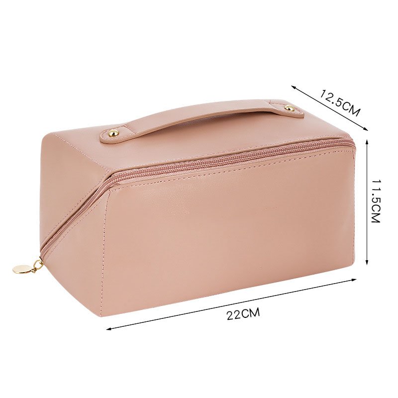 Custom High Quality Vegan Pu Leather Pillow Shape Organ Zipper Closure Women Makeup Cosmetic Bag