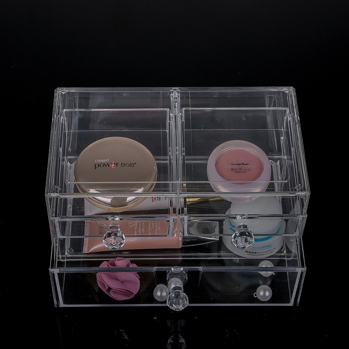 Wholesale 6 Drawers Rectangle Acrylic Jewelry Cosmetic storage Makeup Organizer Bathroom Counter With High Quality