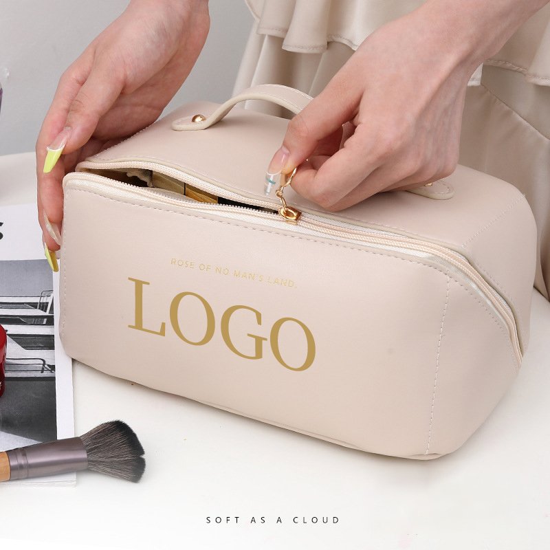 Custom luxury pu leather travel casual waterproof toiletry makeup bag make up case cosmetic bags for zip pouch