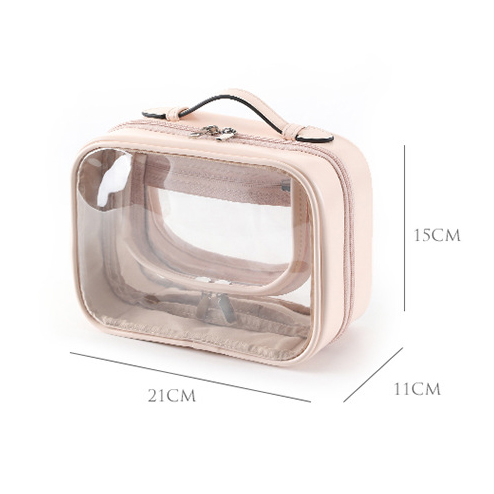 Custom Logo PVC Waterproof Opening Zipper Cosmetic Bag Toiletry Organizer Bag Transparent Fashion Bag For Women