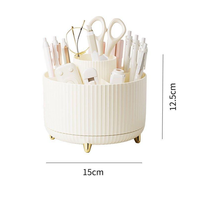 Round Rotating Pen Holder Organizer: Large Capacity Desktop Storage case for Pens, Pencils, Markers, Makeup Brushes,Cosmetics