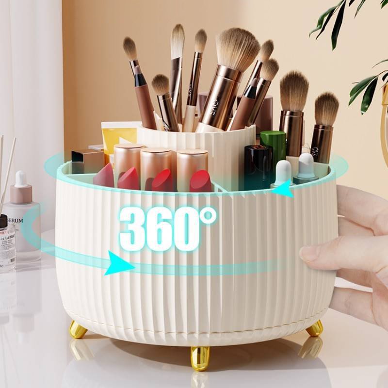 Round Rotating Pen Holder Organizer: Large Capacity Desktop Storage case for Pens, Pencils, Markers, Makeup Brushes,Cosmetics