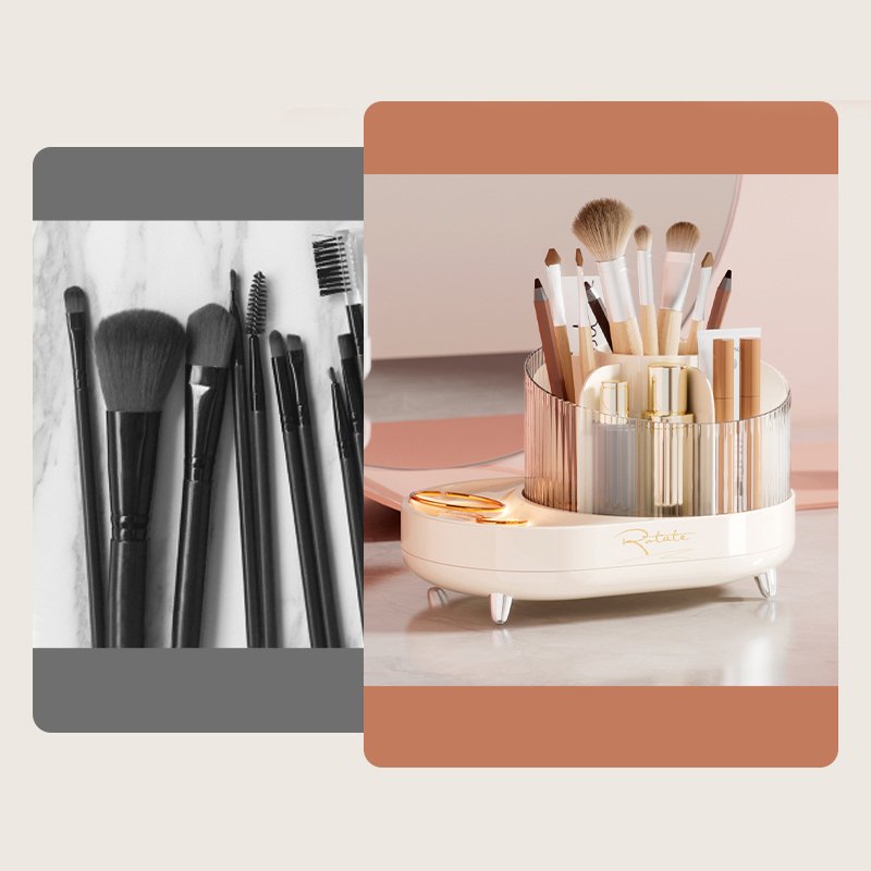 Rotate Makeup Brush Holder Organizer Makeup Organizers Countertop Makeup organization and Skincare Storage for Vanity Desktop