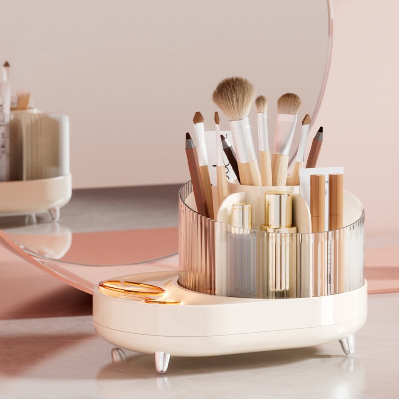 Rotate Makeup Brush Holder Organizer Makeup Organizers Countertop Makeup organization and Skincare Storage for Vanity Desktop
