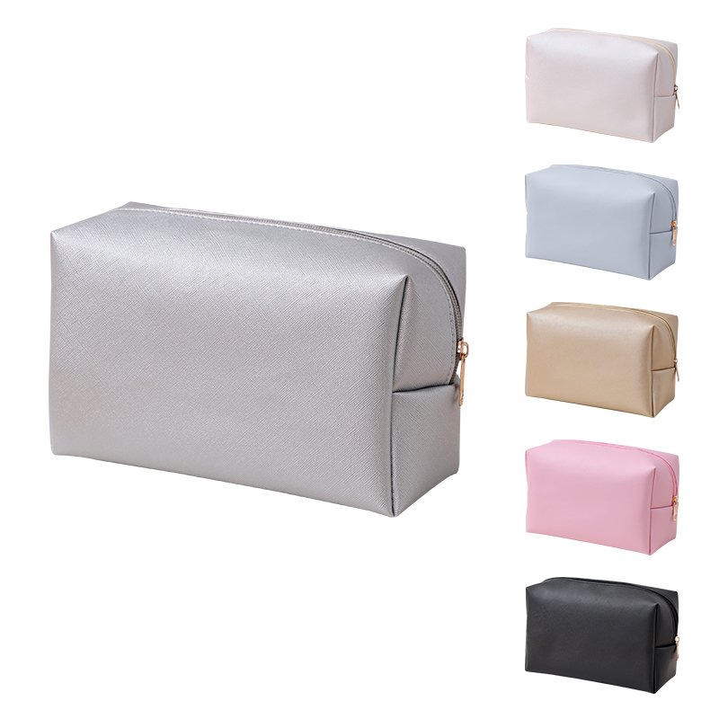 Custom logo travel pu leather makeup handbag cosmetic pouch toiletries storage bag