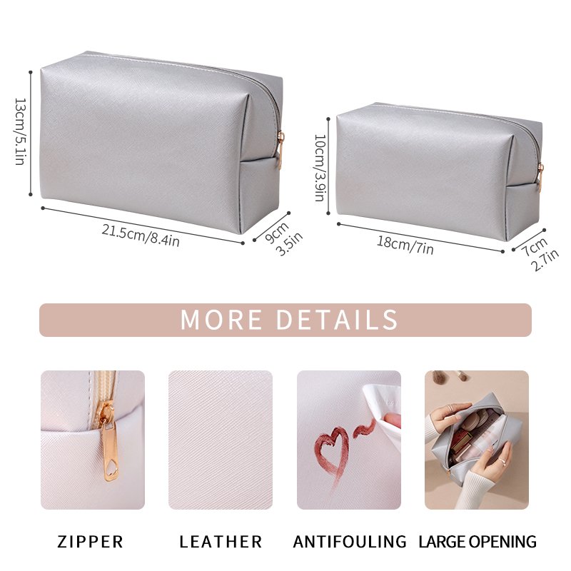 Custom logo travel pu leather makeup handbag cosmetic pouch toiletries storage bag