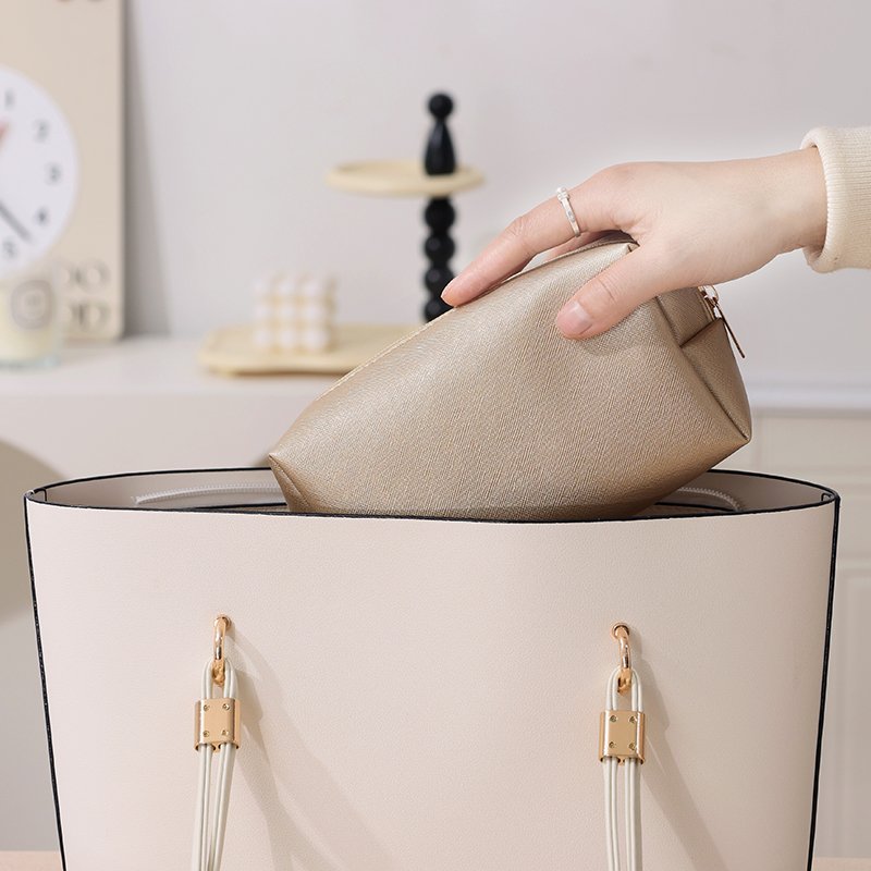 Custom logo travel pu leather makeup handbag cosmetic pouch toiletries storage bag