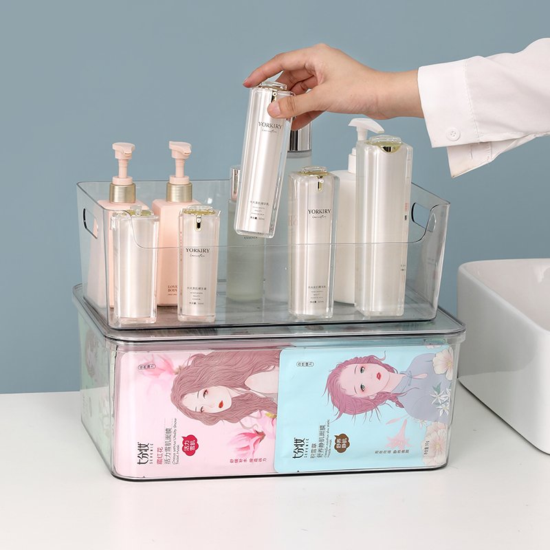 Chenyi Clear Plastic Storage Bins Home Organization and Storage Stackable Makeup Organizer For Vanity Dresser