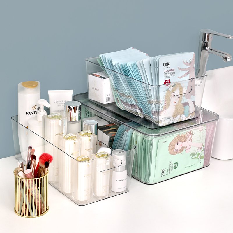 Chenyi Clear Plastic Storage Bins Home Organization and Storage Stackable Makeup Organizer For Vanity Dresser