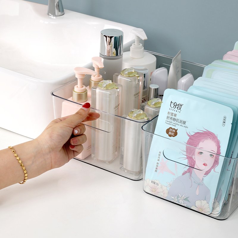 Chenyi Clear Plastic Storage Bins Home Organization and Storage Stackable Makeup Organizer For Vanity Dresser