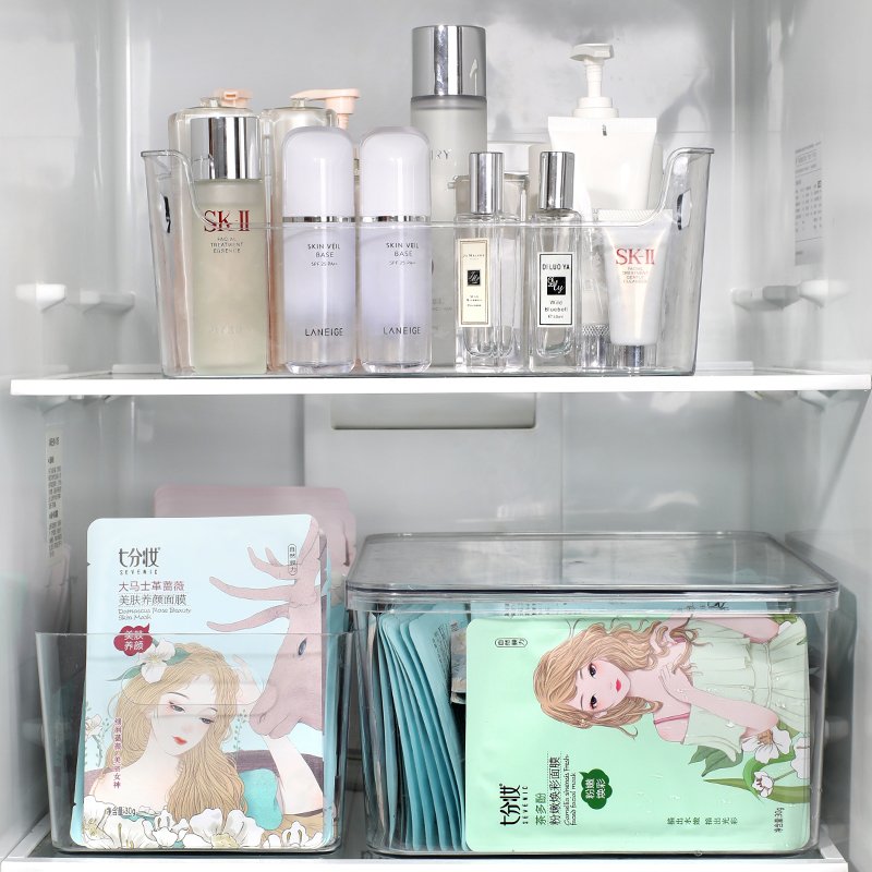 Chenyi Clear Plastic Storage Bins Home Organization and Storage Stackable Makeup Organizer For Vanity Dresser