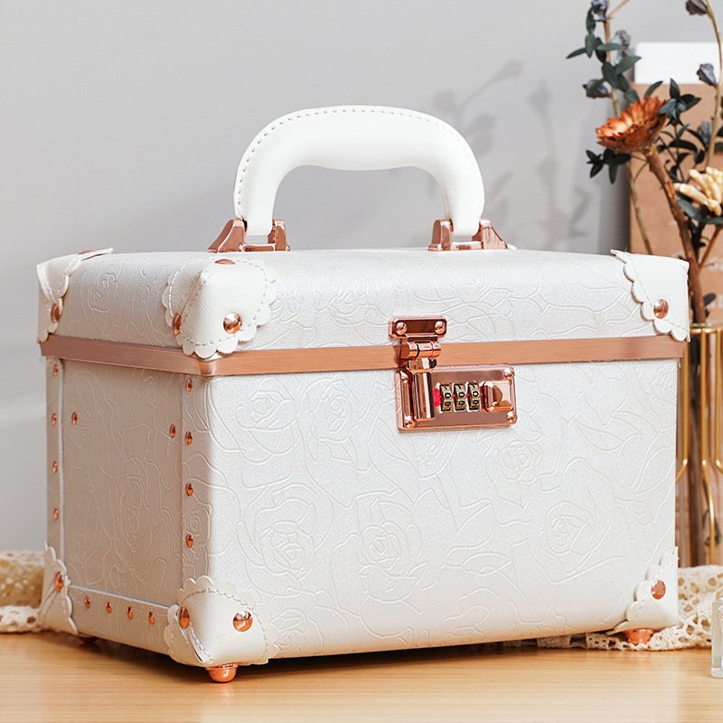 Customized Logo Large Capacity Makeup Storage Box Cosmetic Suitcase Women Makeup Box Container Travel Storage Cosmetic Bag