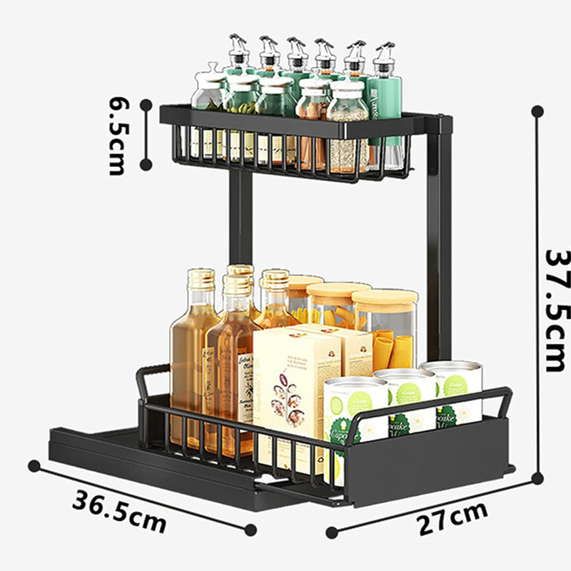 2 Tier Under Sink Organizer Kitchen Drawer Shelf Pullout Shelves Kitchen Under Cabinet Makeup Storage Cabinet Sliding Organizer