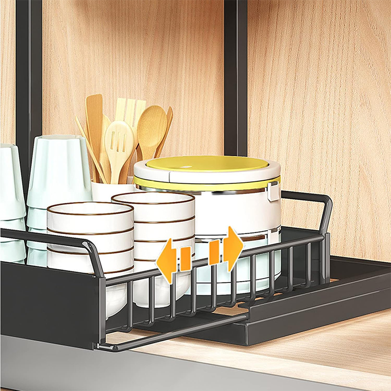 2 Tier Under Sink Organizer Kitchen Drawer Shelf Pullout Shelves Kitchen Under Cabinet Makeup Storage Cabinet Sliding Organizer