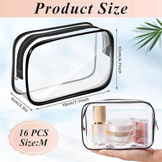 Durable Clear Cosmetic Bag PVC Plastic Portable Makeup Bags for Women Men Travel Vacation Bathroom Organizing