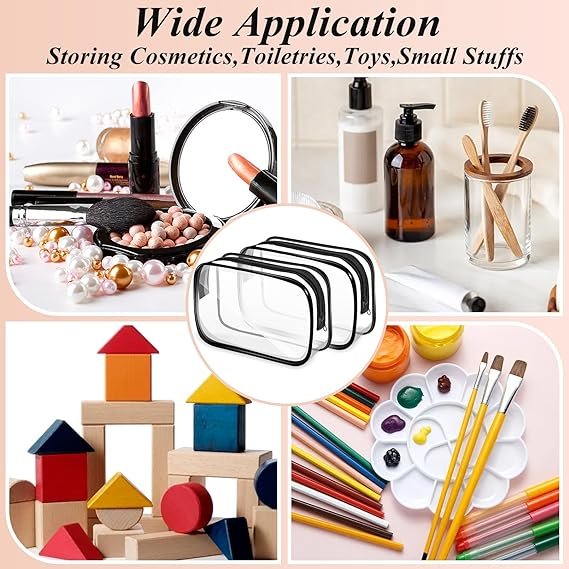 Durable Clear Cosmetic Bag PVC Plastic Portable Makeup Bags for Women Men Travel Vacation Bathroom Organizing