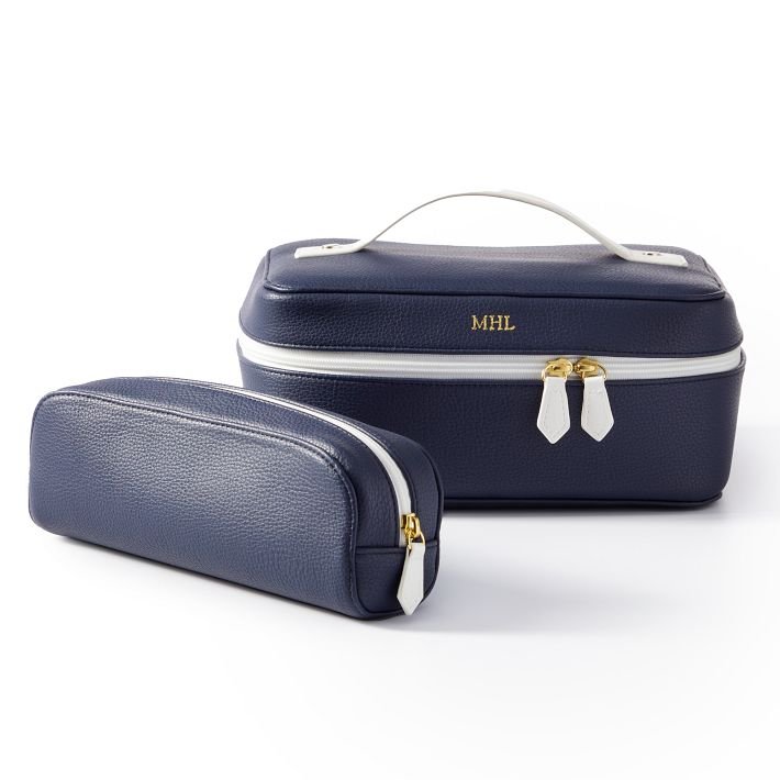 Wholesale pu leather waterproof makeup brush toiletry bag set organizer luxury designer mens travel toiletry bag with logo