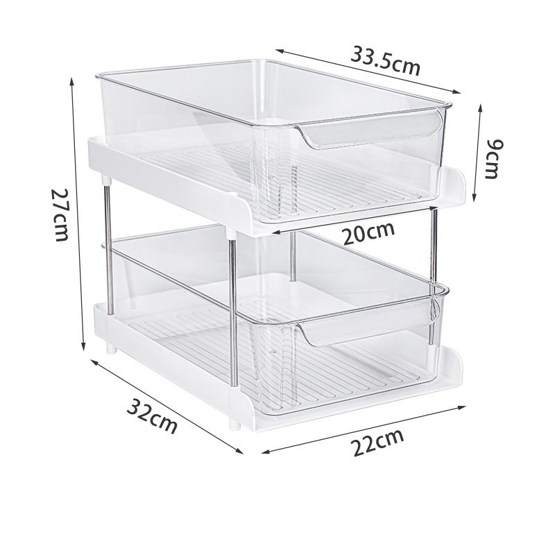 OWNSWING 2-Tier Bathroom Organizers Stackable Kitchen Pantry Organization Plastic Cosmetics Storage With Pull Out Drawers