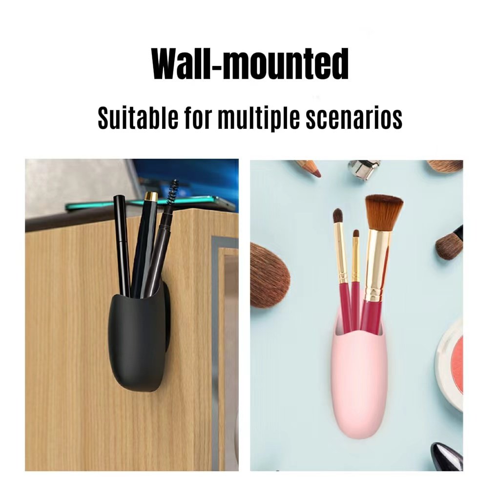 Wall-mounted Kitchen Rice Spoon Holder Self-adhesive Bathroom Toothbrush Holder Stand Silicone Makeup Brush Storage