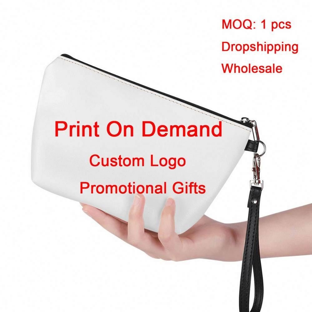 2024 Fashion Makeup Case Bag With Zipper Custom Print Ocean Wave Scenery Hawaiian Frangipani Pattern Travel Cosmetic Bag