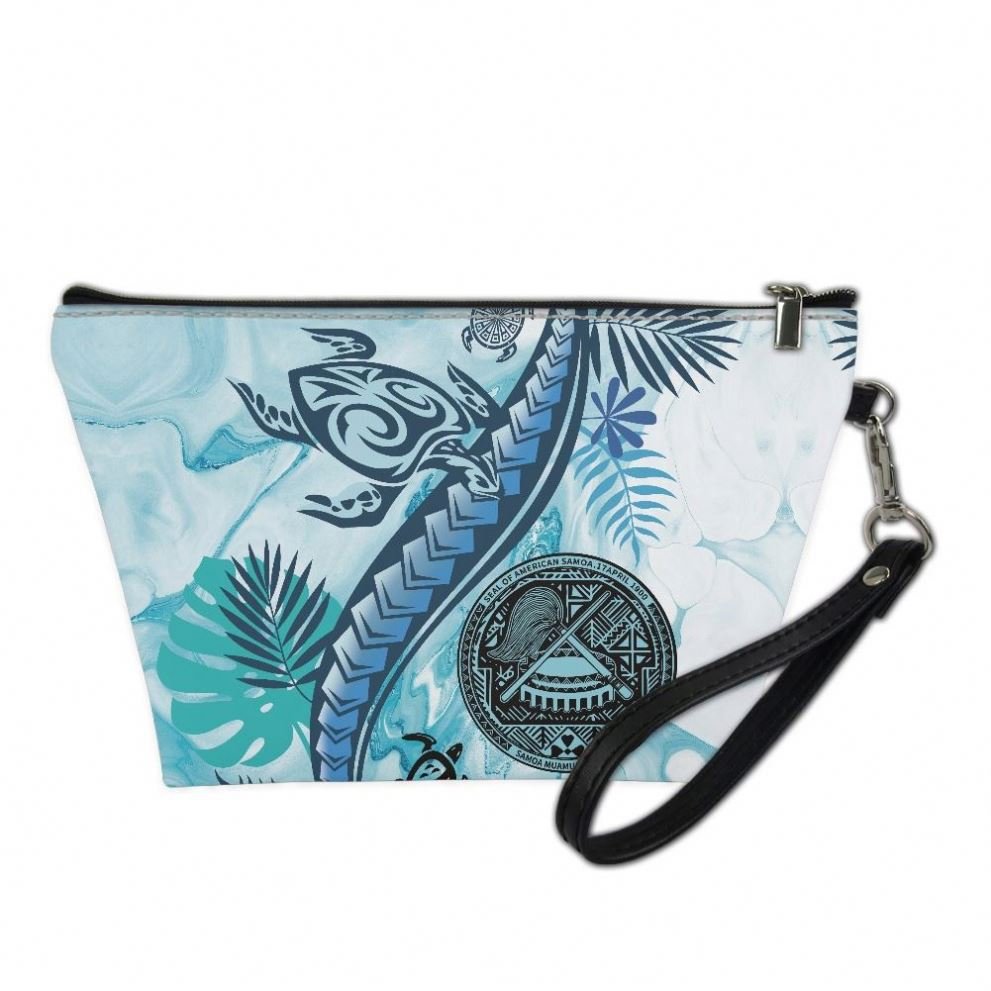 2024 Fashion Makeup Case Bag With Zipper Custom Print Ocean Wave Scenery Hawaiian Frangipani Pattern Travel Cosmetic Bag