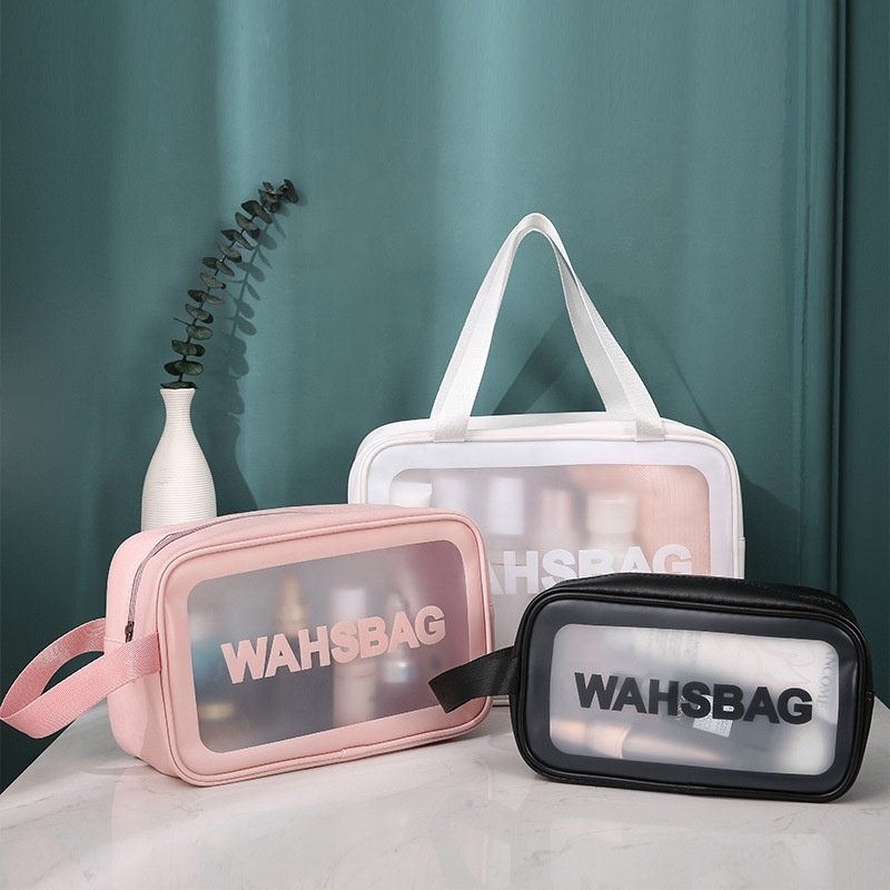 3color 7size Women Transparent Waterproof Makeup Travel Toiletry Pvc Printed Letter Lady Cosmetic Purse Organizer Pouch Case Bag