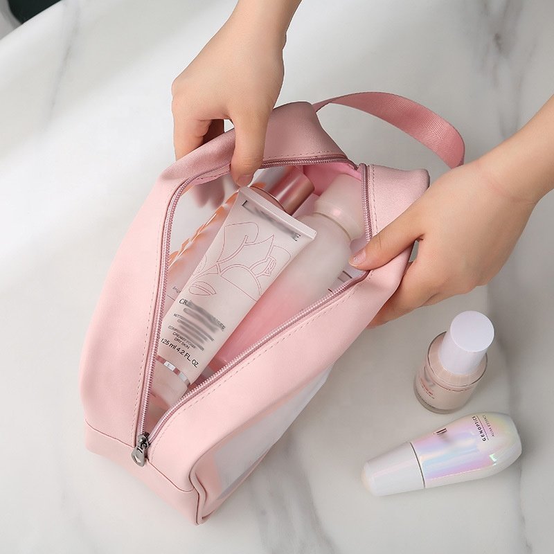 3color 7size Women Transparent Waterproof Makeup Travel Toiletry Pvc Printed Letter Lady Cosmetic Purse Organizer Pouch Case Bag