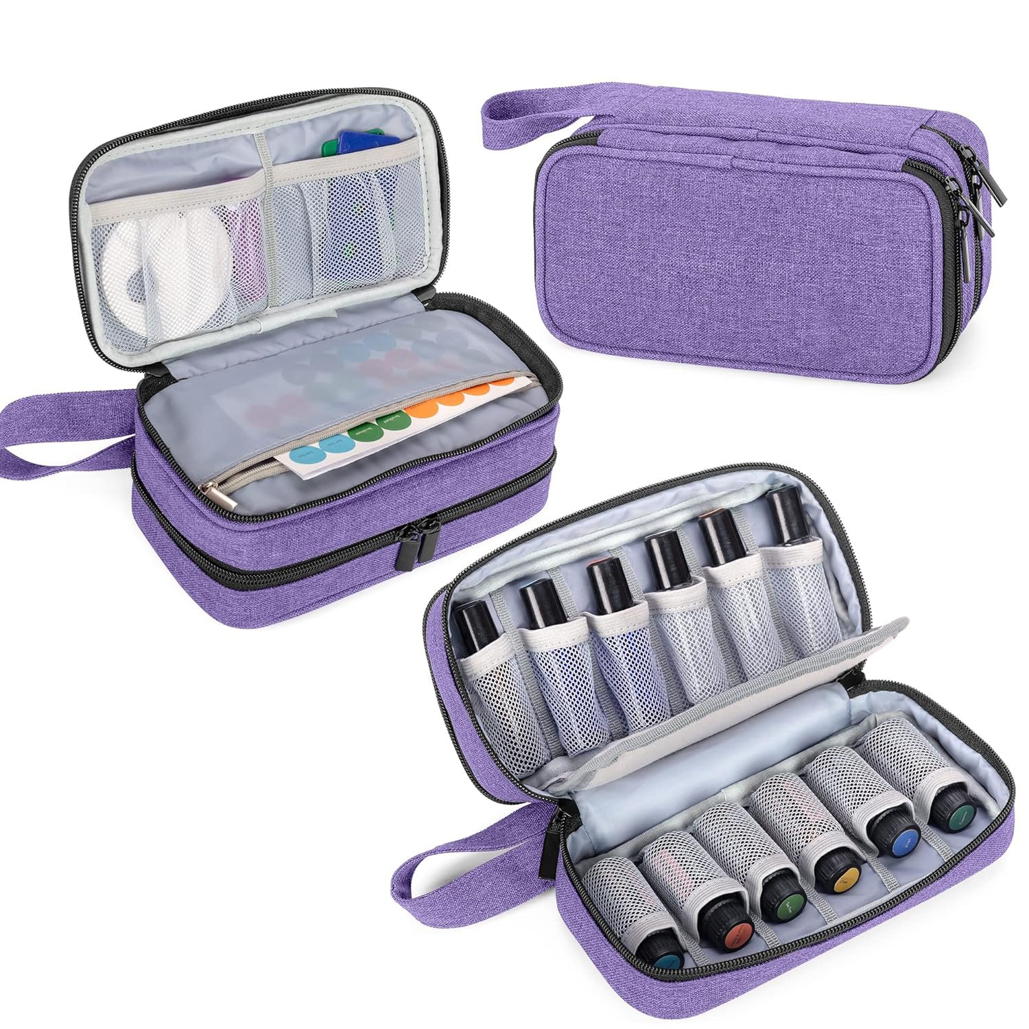 Wholesale Essential Oil Storage Organizer Case For 12 Bottles Nylon Double Layer Essential Oil Carryling Case