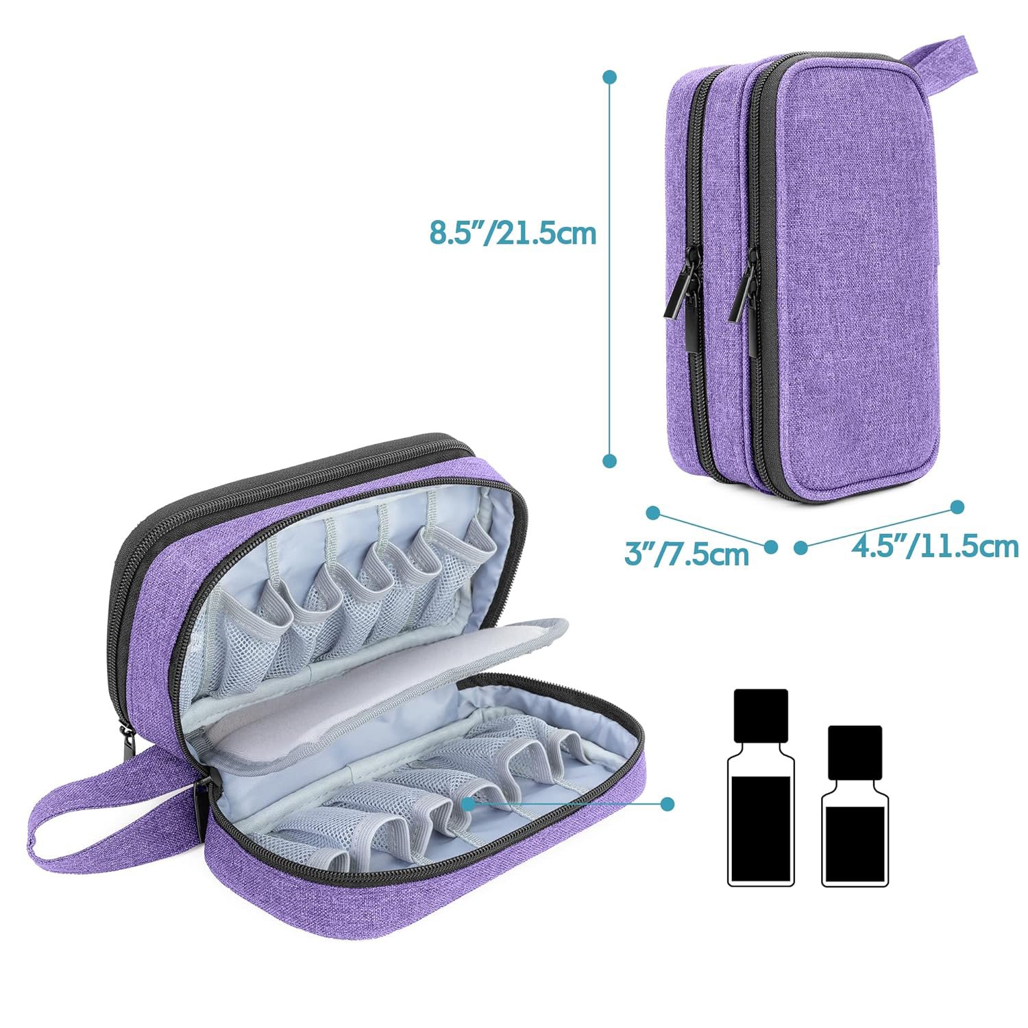 Wholesale Essential Oil Storage Organizer Case For 12 Bottles Nylon Double Layer Essential Oil Carryling Case