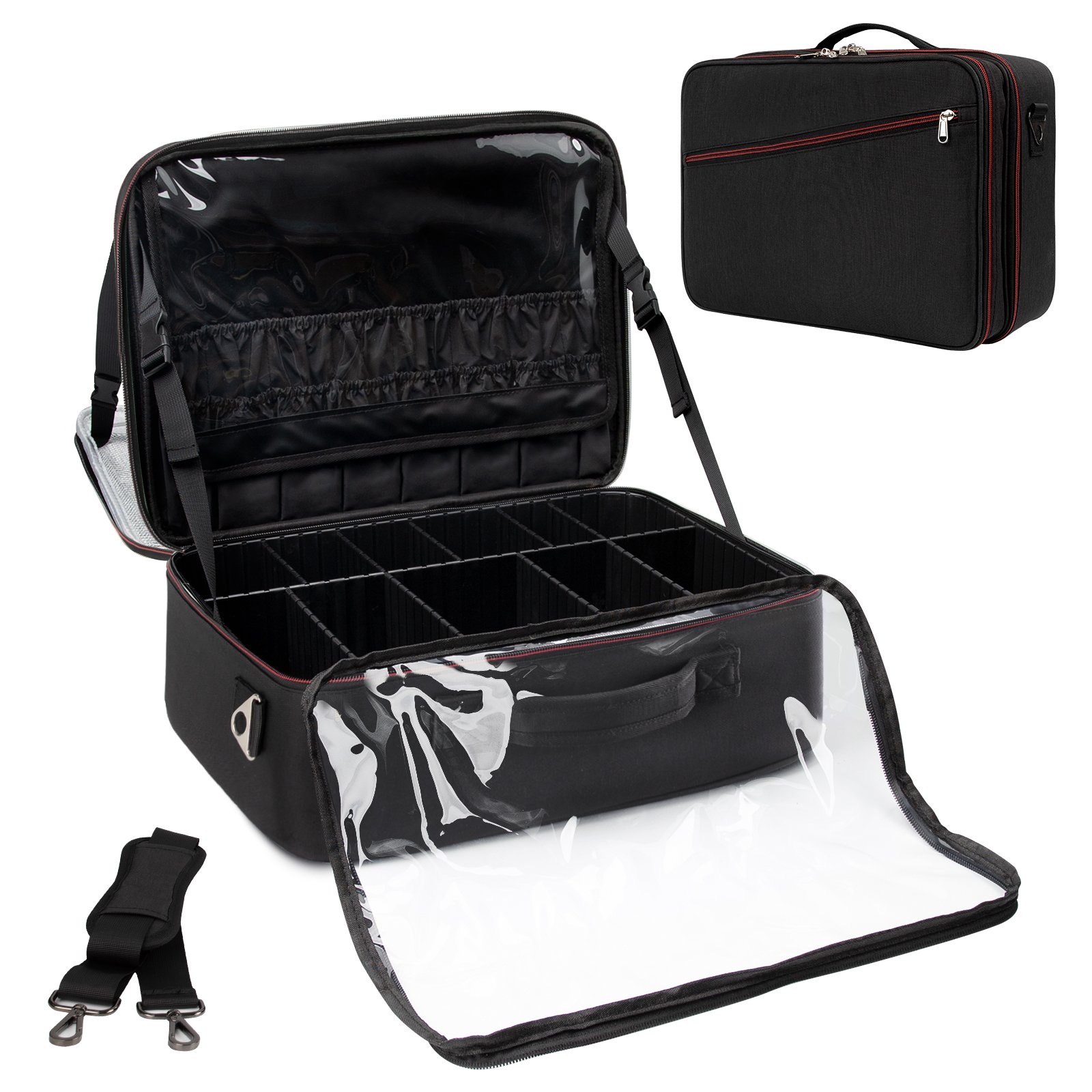 Relavel Makeup Bag Travel Cosmetic Case Artist Storage Bag with Plastic Divider and Heat Insulation Layer For Lipstick Makeup