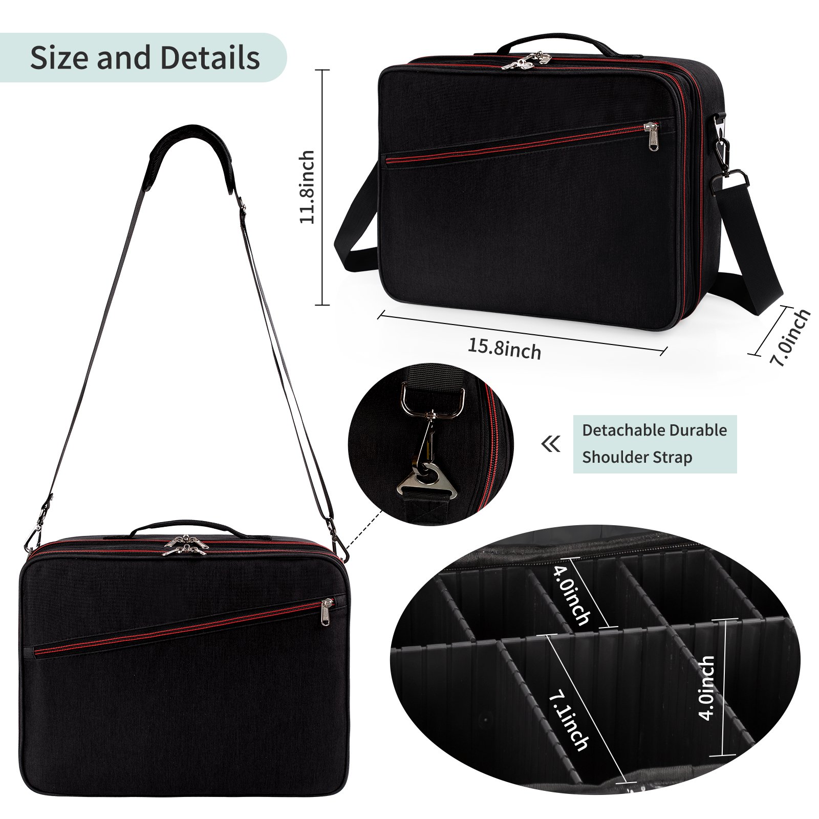 Relavel Makeup Bag Travel Cosmetic Case Artist Storage Bag with Plastic Divider and Heat Insulation Layer For Lipstick Makeup
