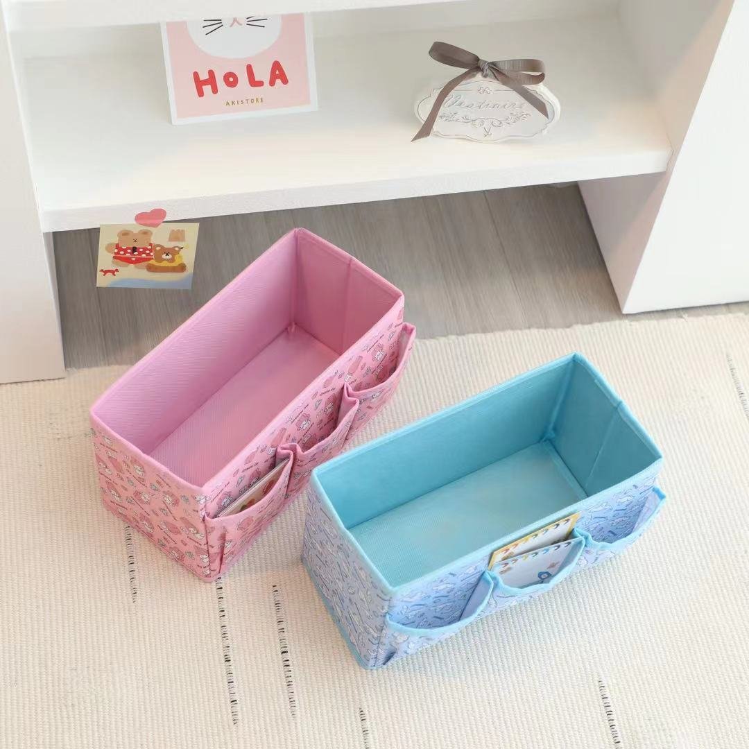 Hot Sell Cartoon Square Folding Cosmetics Storage Box Kuromi Desktop Clutter Stationery Organizer