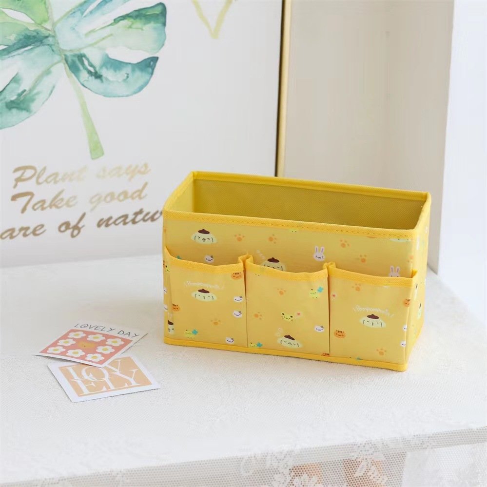 Hot Sell Cartoon Square Folding Cosmetics Storage Box Kuromi Desktop Clutter Stationery Organizer