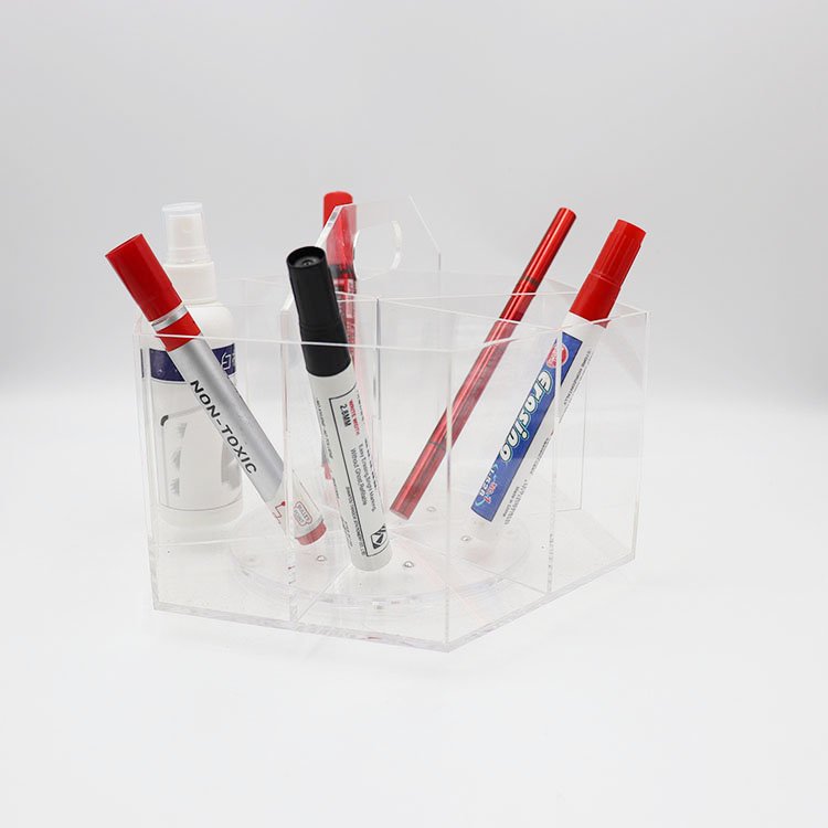 Custom 360-Degree Rotating Acrylic Desk Organizer Pen Holder for Office Supplies Clear Office Desktop Organize
