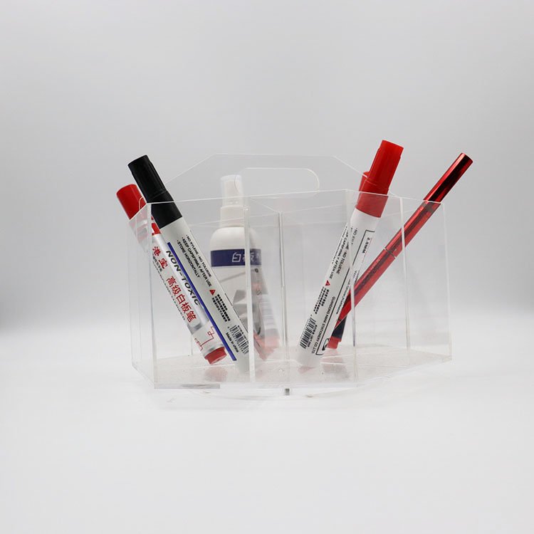 Custom 360-Degree Rotating Acrylic Desk Organizer Pen Holder for Office Supplies Clear Office Desktop Organize