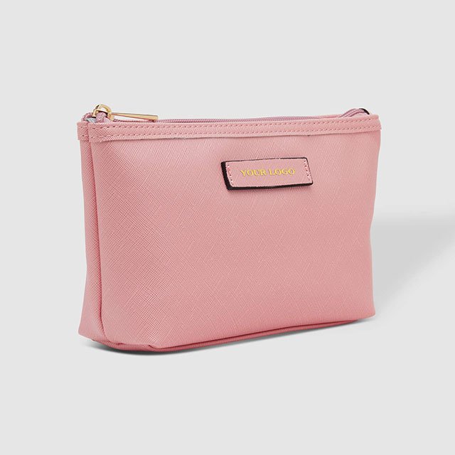 high quality leather make up vanity bag with women pink cosmetic bag