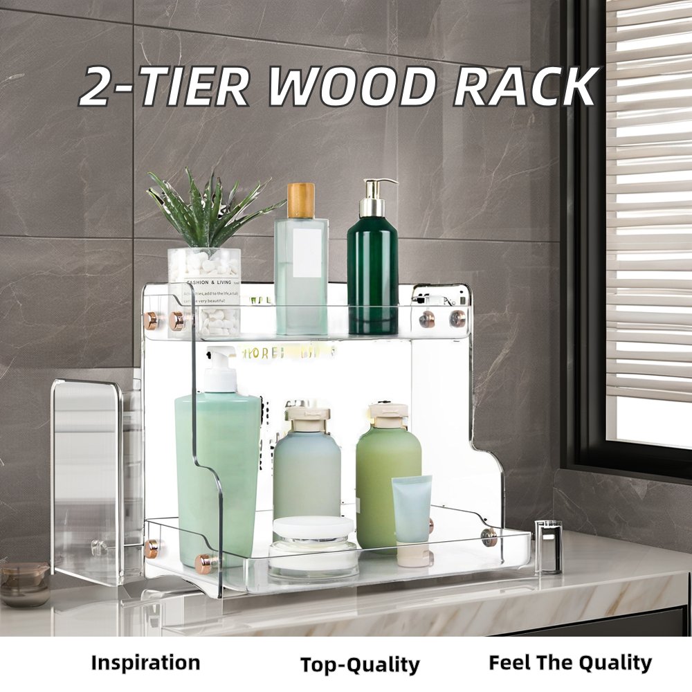 2-Tier Acrylic Bathroom Countertop Storage Shelves Multi-Functional Household Storage for Countertop Decorative Use