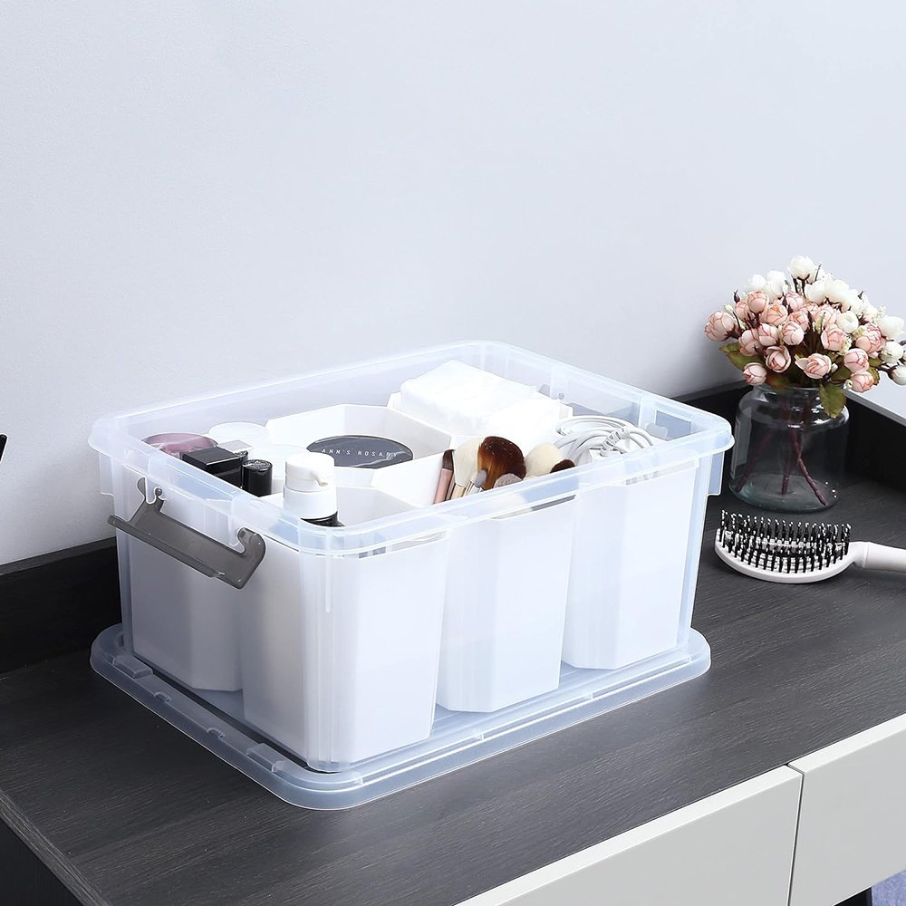 Jalove 20L makeup Organiser Partition Job Box Multifunction With Dividers Lid Plastic Modern China Oem Factory Storage Box