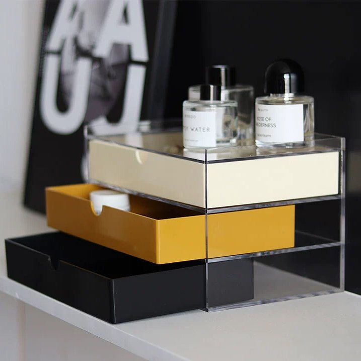 Desktop Acrylic Drawer Storage Organization Box Dressing Table Stationery Cosmetics Skincare Lipstick Collection-Dustproof Model