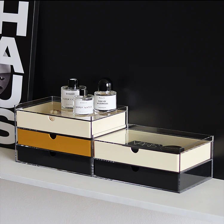 Desktop Acrylic Drawer Storage Organization Box Dressing Table Stationery Cosmetics Skincare Lipstick Collection-Dustproof Model