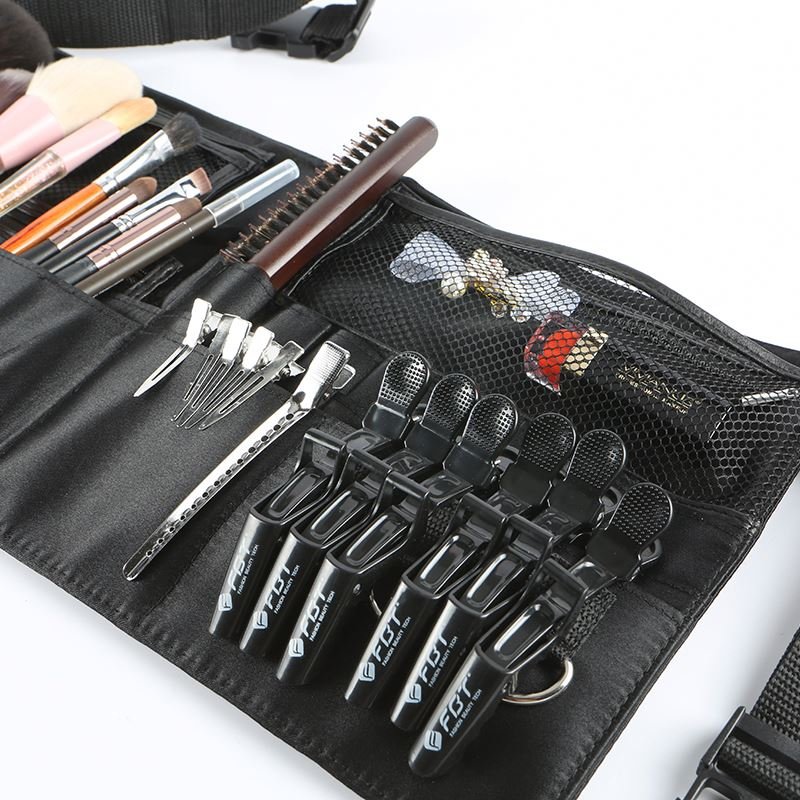 Customizable Tool Belt Black Polyester Fibre Makeup Waist Pack Bag Brush Set Pouch Makeup Storage Bag With Waist Belt