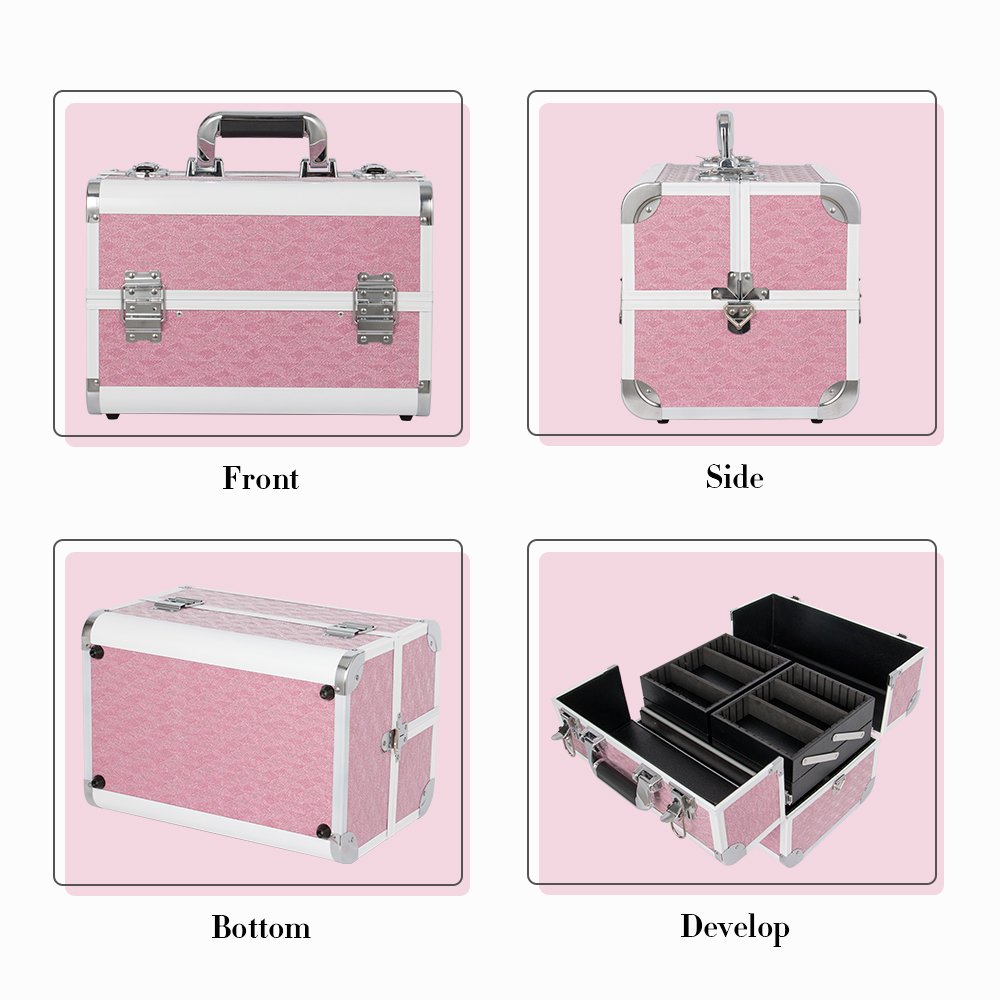 KONCAI High Quality Professional Cosmetic Case Portable Travel Delicate Vanity Box Organizer Beauty Makeup Case