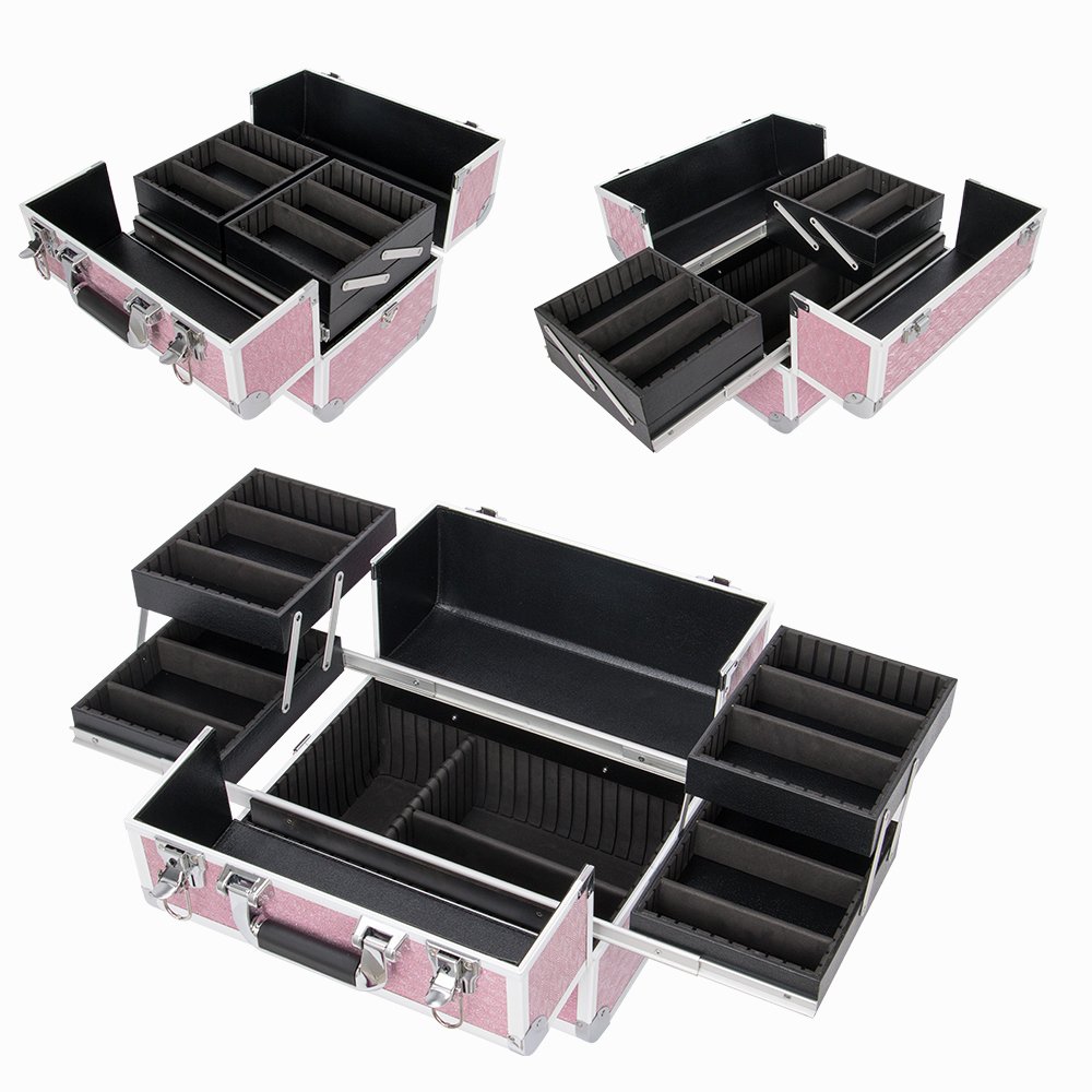 KONCAI High Quality Professional Cosmetic Case Portable Travel Delicate Vanity Box Organizer Beauty Makeup Case